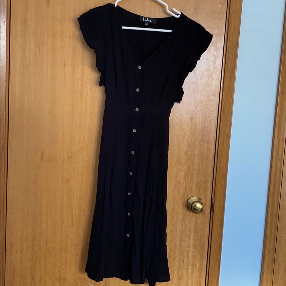 Midi button-up black dress